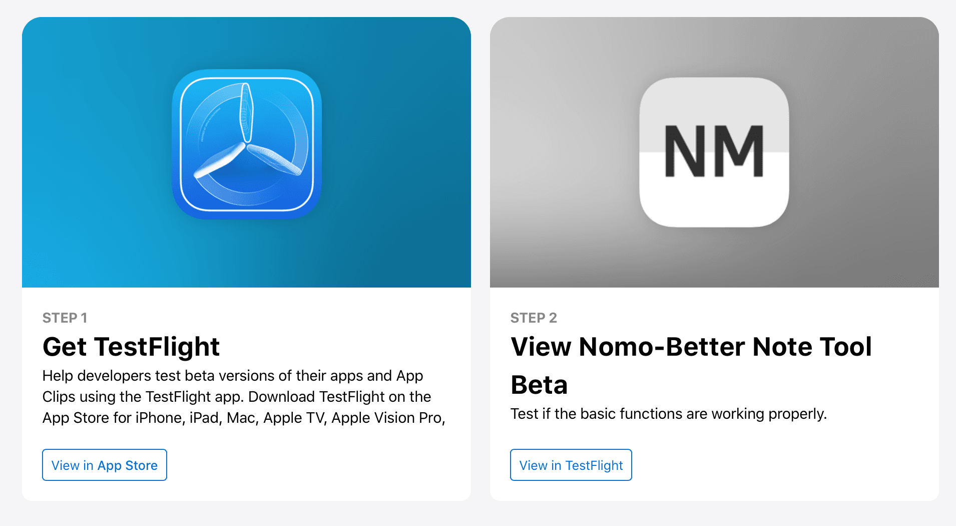 TestFlight installation page